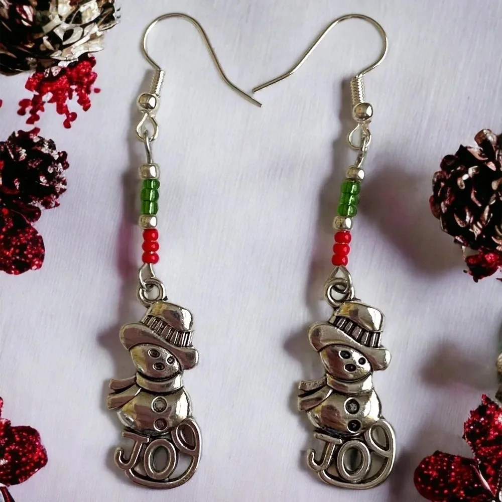 Christmas Earrings-Snowman